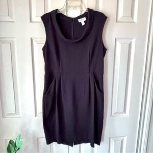 Ann Taylor Loft Size 14 Black Dress Pockets Exposed Zipper Stretch Women’s